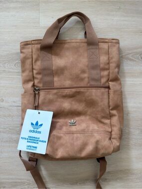 Adidas Originals Tote III Premium tan suede tote-backpack-New with Tag